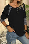 Casual Striped Color-Block Crew Neck Shirt