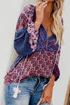 Multicolor Floral Print Peasant Blouse