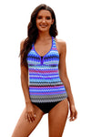 Wave Stripe Racerback Tankini Swimsuit