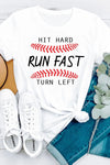 Letter Heart-shaped Rugby Graphic Print Short Sleeve T-shirt