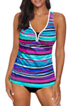 Wave Stripe Racerback Tankini Swimsuit