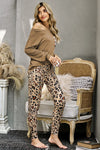 Casual Long Sleeve Leopard Pants Loungewear Set