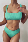 Scalloped Edges Ribbed Bikini