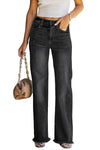 Raw Hem Straight Leg Jeans