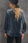 Retro Velvet Pocket Long Sleeve Shirt
