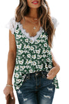 Eyelash V Neck Striped Tank