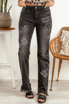 Raw Hem Straight Leg Jeans