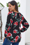 Multicolor Floral Print Peasant Blouse