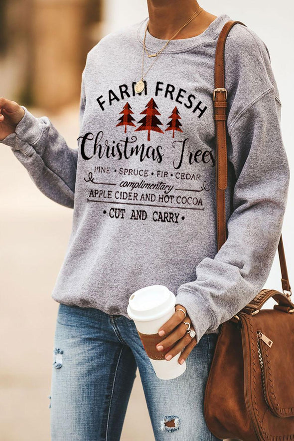 Merry Christmas Letters Print Pullover Sweatshirt