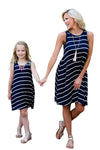 Daughter and Me Family Matching Navy Striped Sleeveless Mini Dress