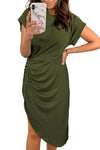 Side Shirring Short Sleeve Mini Dress