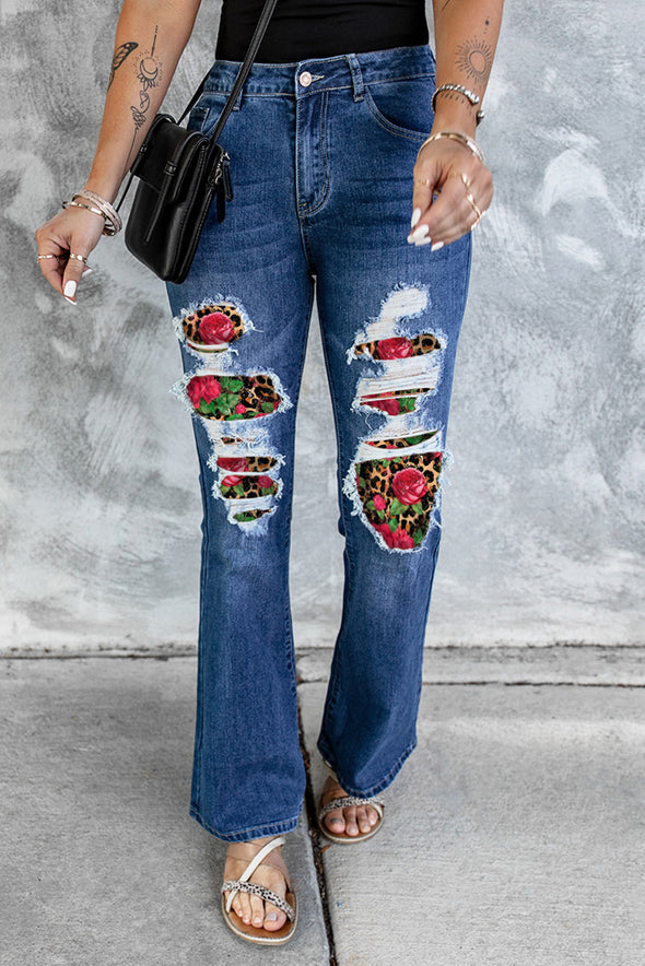 High Waist Distressed Bell Jeans