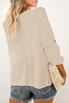 Bohemian Bubble Sleeve Eyelet Blouse