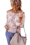 Off The Shoulder Puff Sleeve Ruffled Floral Print Blouse