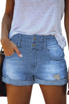 Cuffed High Rise Denim Shorts