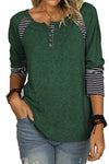 Casual Striped Color-Block Crew Neck Shirt