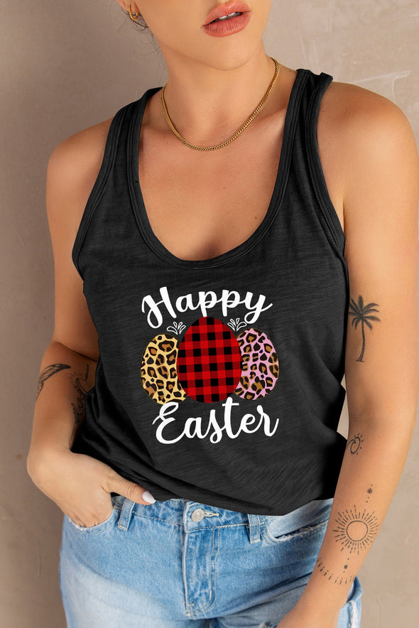 Letters Sunflower Graphic Tank Top