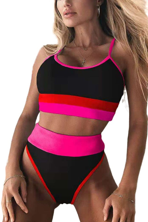Color Block Camisole High Waisted Swimsuit