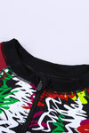 Floral Striped Patchwork Rashguard One-piece Swimsuit
