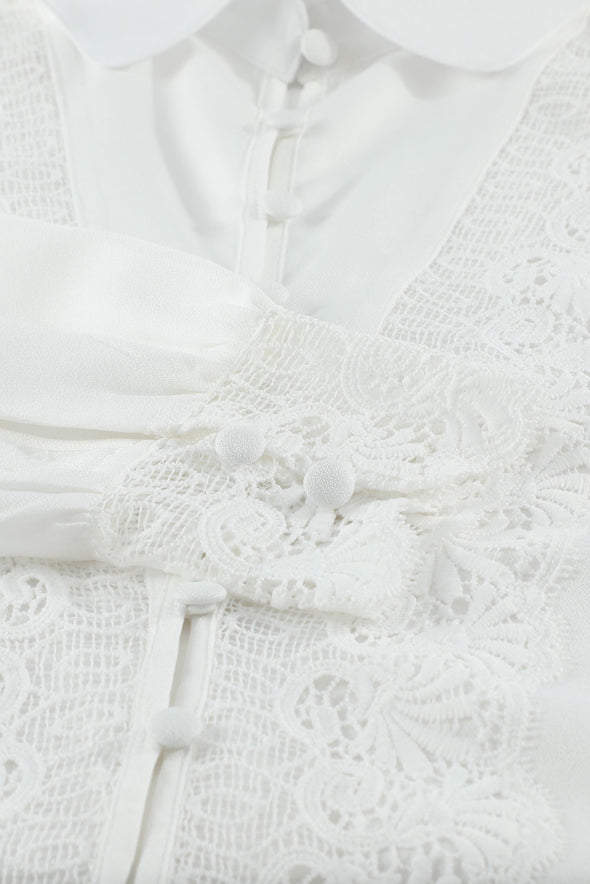 Lace Splicing Buttoned Shirt