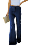 High Waist Pockets Bell Jeans