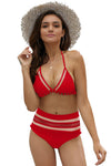 Pom Pom Mesh Insert High Waist Bikini