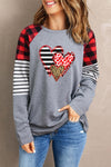 Buffalo Plaid & Stripe Splicing Long Sleeve Top