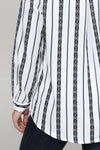 V Neck Striped Button Down Blouse