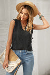 Wine Red Lace V Neck Tank Top