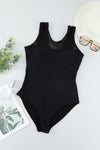 Strappy Hollow-out Back Mesh One-piece Swimwear