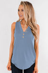 Just Say The Word 3 Button Tank Top