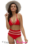 Pom Pom Mesh Insert High Waist Bikini