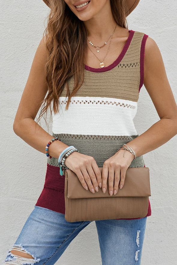 Color Block Knitted Tank Top
