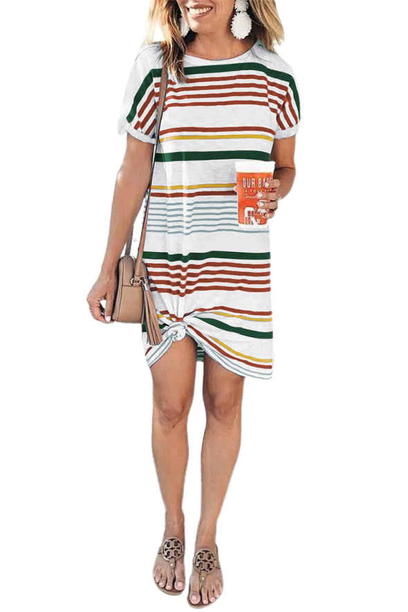 Short-Sleeved Striped T-shirt Mini Dress