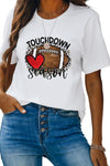 Letter Heart-shaped Rugby Graphic Print Short Sleeve T-shirt