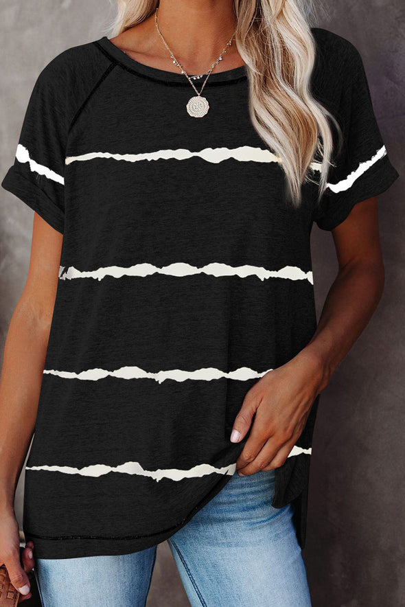 Stripe Print Loose T-shirt