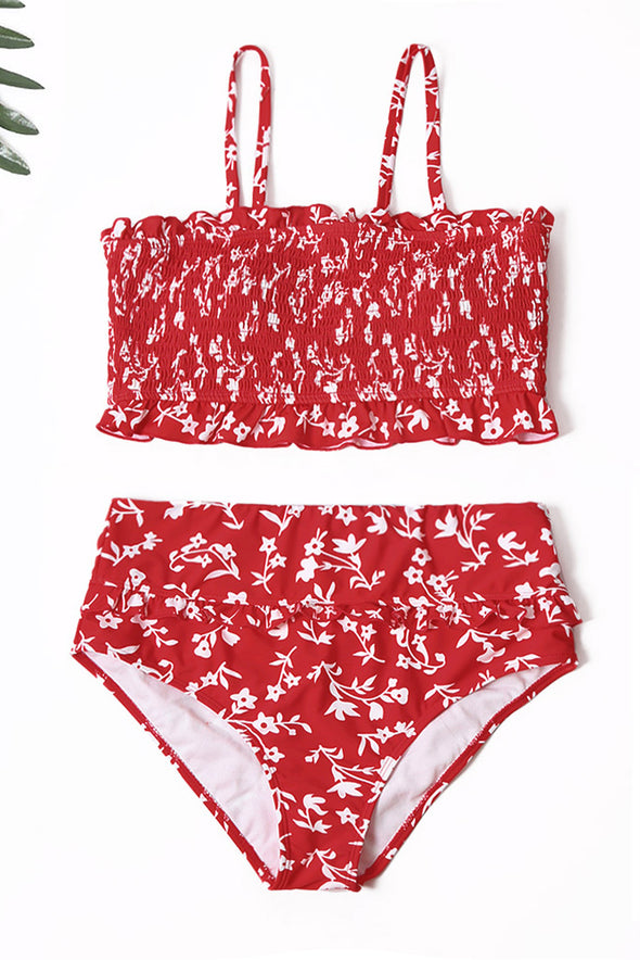 Floral Print Crop Top Bikini Set