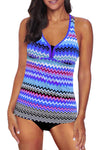 Wave Stripe Racerback Tankini Swimsuit