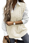 Wine Sleeveless Cable Knitted Sweater Tank
