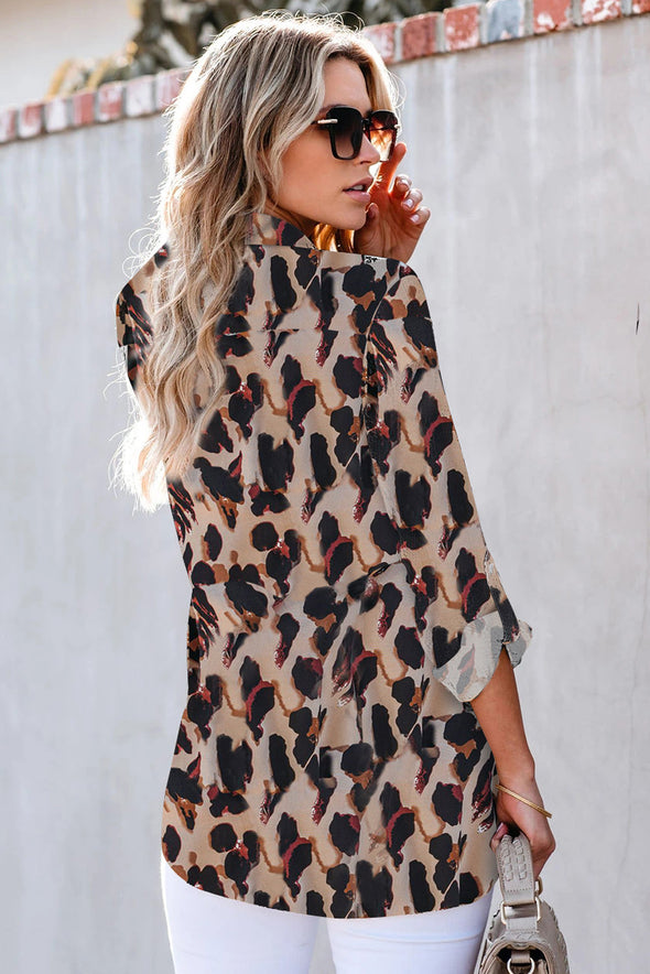 Classic Leopard Print Shirt with Pockets