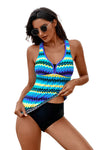 Wave Stripe Racerback Tankini Swimsuit