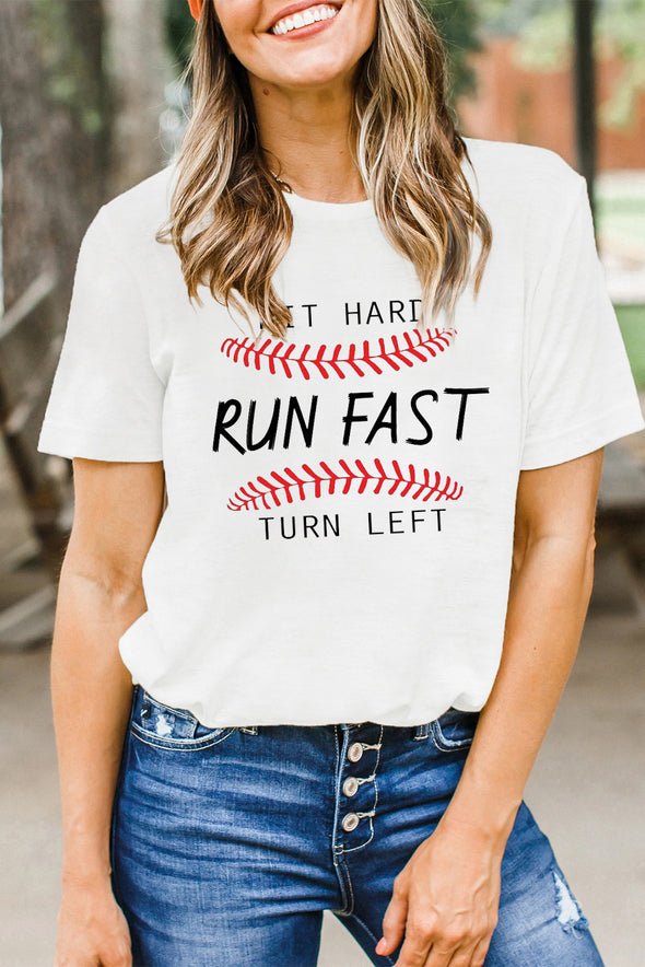 Letter Heart-shaped Rugby Graphic Print Short Sleeve T-shirt