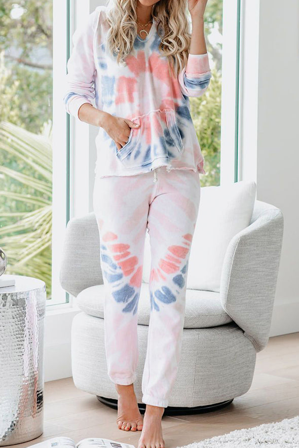 Multicolor Utopia Cotton Blend Tie Dye Hoodie Joggers Loungewear