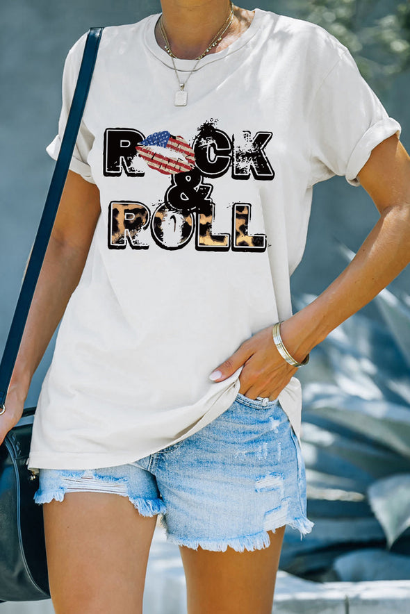 Letter Heart-shaped Rugby Graphic Print Short Sleeve T-shirt