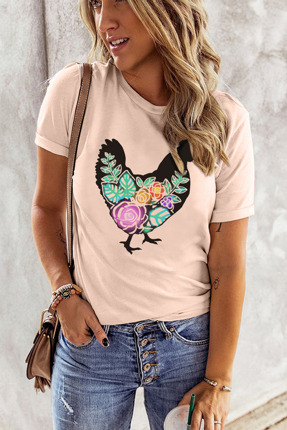 Letter Heart-shaped Rugby Graphic Print Short Sleeve T-shirt