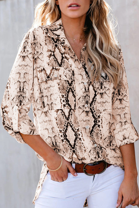 Classic Leopard Print Shirt with Pockets