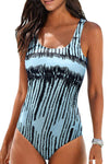 Floral Print Criss Cross U-neck One-piece Swimsuit