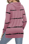 Tie-dye Striped Drawstring Hoodie with Side Split