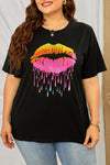 Neon Lips Graphic Plus Size T-shirt