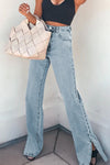 High Rise Slit Anklet Flare Jeans